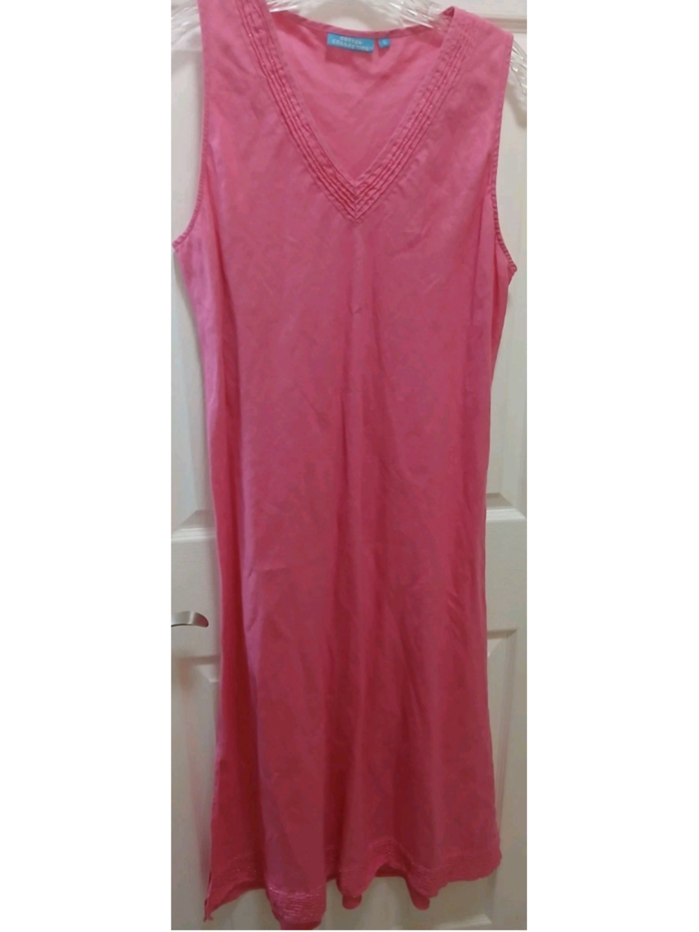 Vtg Cotton Connection Womens Sleeveless 100% Linen Dress Sz XL Pink Coastal